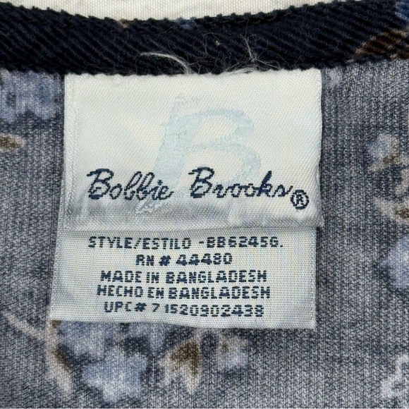 Bobbie Brooks Corduroy Jumper Dress Sz L Blue Floral Country Prairie Cottagecore - Picture 7 of 10
